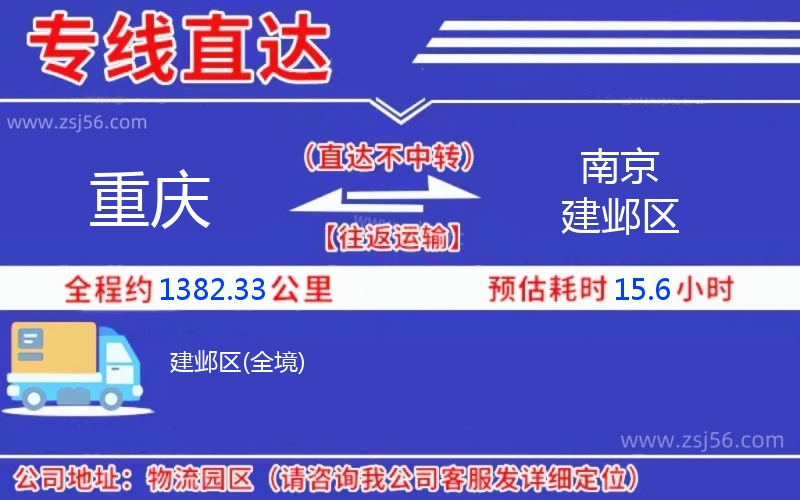 重慶到南京建鄴區物流公司